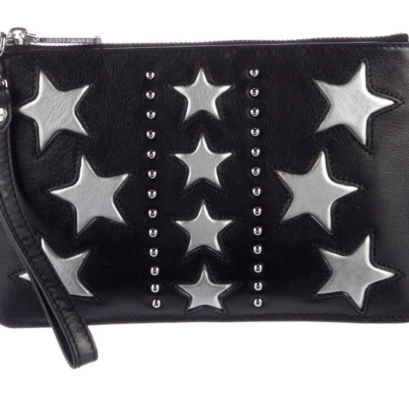 Rebecca Minkoff Black and Silver Star Studded Clutch - Picture 1 of 8
